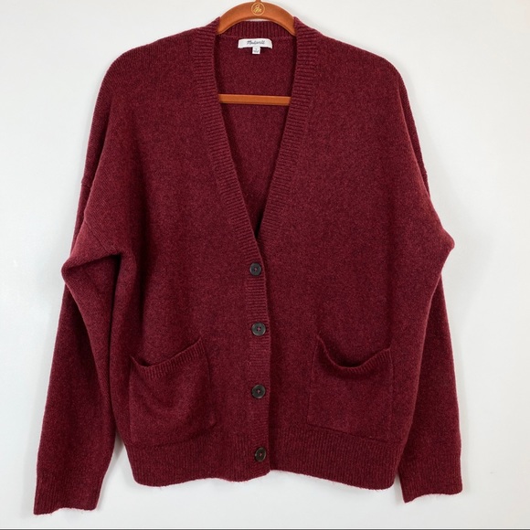 Madewell Sweaters - Madewell Landscape Burgundy Cardigan Sweater